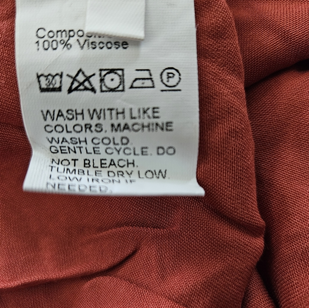 NWT - Boutique - Button Down Notched Neck Red Orange Midi Dress - Size L - Picture 4 of 8